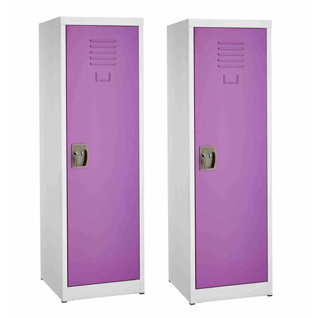 48in H x 15in W Steel Single Tier Locker in Purple, 2PK -  ADIROFFICE, ADI629-01-PUR-2PK